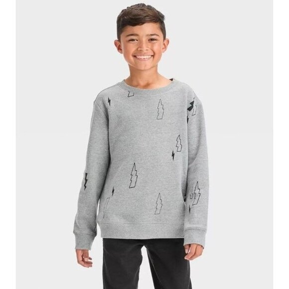 Cat & Jack Boys' Crewneck Fleece Pullover Sweatshirt Gray Size Small 6-7 - Picture 1 of 5